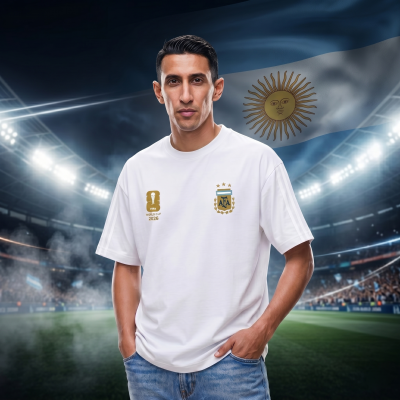 Premium Argentina Fan Edition Drop Shoulder  White Color